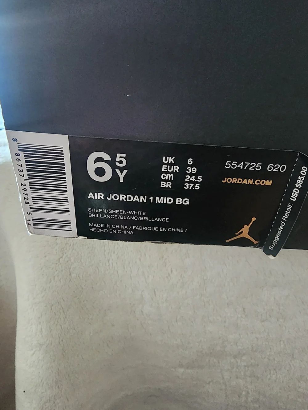 Jordan Kids Pink Canvas High-Top Sneakers